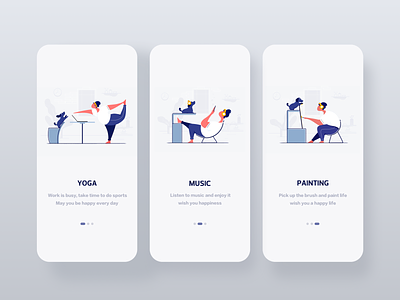 Illustration Collection character clean comfortable dog guide pages illustration illustrator iphonex man music panting room ui deisgn ui guide yoga