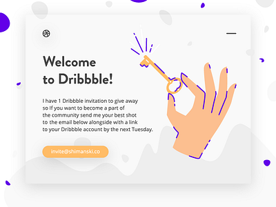 Dribbble Invite flat hand illustration invitation invite key typography ui welcome