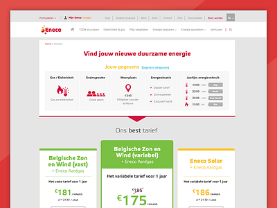 Eneco - Vind jouw beste energietarief design priceplan ui ux webdesign website