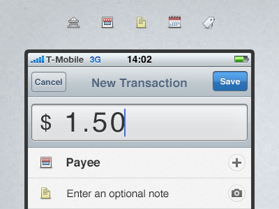 Add Transactions, Fast. iphone ui