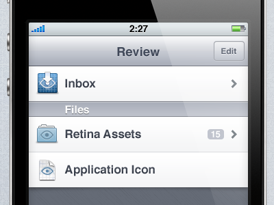 Dribbble Review App interface iphone retina review