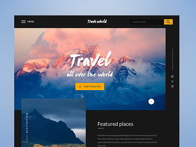 Trave.world Landing page creative design designers homepage landing page minimal design travel travel homepage travel webdesign concept travel website uiux design user interface design webdesign