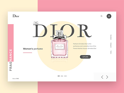 Dior perfume colorful header header concept minimal perfume ui ui design user interface