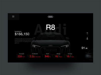 Audi R8 audi car conceptual work design idea header header exploration ui concept web design