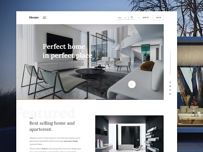 Hoome-landing page best shot creative design homepage illustration interior design landing page minimal design popular design real estate trending design user interface web design