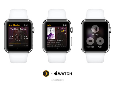 Plex – Apple Watch Concept Design app apple control interface mobile movie movies plex remote ui ux watch