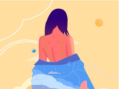 Woman 2d design illustration sunrise woman