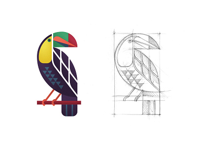 Toucan abstract bird design digital drawing drawing emblem geometric golden ratio graphic design hand drawing illustration logo logo design pencil sign sketch sketches symbol toucan vector