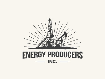 Logo made for a company which extract oil and gas. design drilling rig emblem energy gas industrial logo oil onshore petroleum pump jack sign