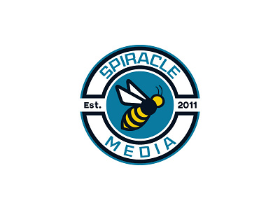 Logo for Spiracle Media. bee brand identity circle clean design emblem honey bee logo round sign simple stylized