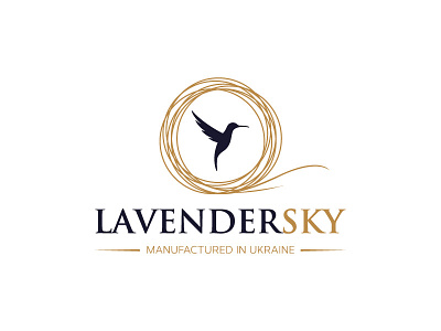 Logo made for Lavender sky. bird brand identity design emblem hummingbird lavender logo manufactured sign sky textile thread