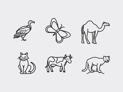 Animal icons animal bengal vulture brand identity branding agency butterfly camel dromedary cat clean corporate identity cougar cow creative emblem ghitea design icons logo logo sign mark symbol vector