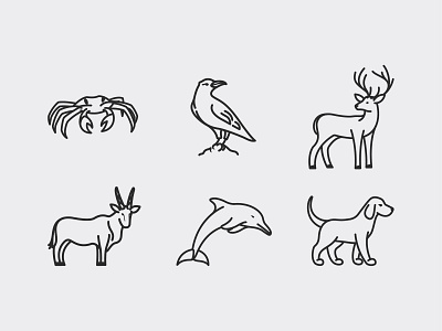 Animal icons animal brand identity branding agency clean common eland corporate identity crab creative crow deer dog dolphin emblem ghitea design icons logo logo sign mark symbol vector