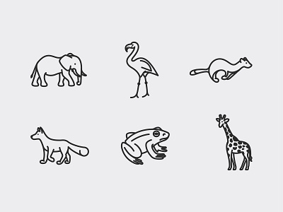 Animal icons animal brand identity branding agency clean corporate identity creative elephant emblem ferret flamingo fox frog ghitea design giraffe icons logo logo sign mark symbol vector