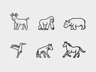 Animal icons animal brand identity branding creative emblem geometric ghitea design goat gorilla hipopotamus horse. hummingbird hyena icon icons logo designer logo inspiration mark symbol vector