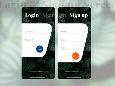 Login Screen app ui