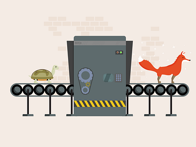 Optimization Machine conveyor fox illustration machine optimization optimize turtle