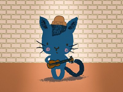 Kitty MoM brick cat cute guitar illustration kitty music spotlight ukelele