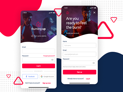 Fitness App - Log in and Sign up
