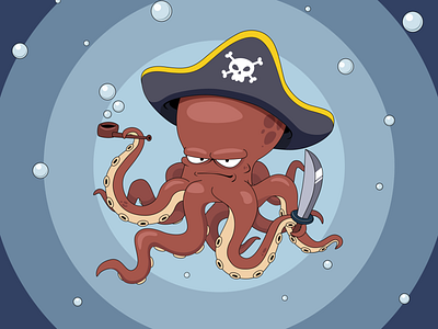 Octopus pirate! illustraion logo octopus pirate web