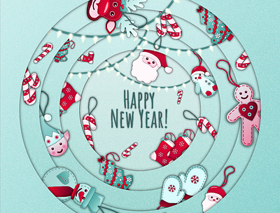 New Year's Card adobe illustrator card character christmas christmas card christmas tree design illustration new year