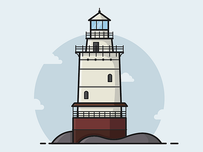 Stamford Harbor Ledge Lighthouse connecticut digitalart flatdesign illustration illustrator lighthouse lineart monoweight stamford vector