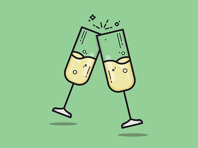 Cheers! cheers drinks flat liquid monoline monoweight new years eve vector