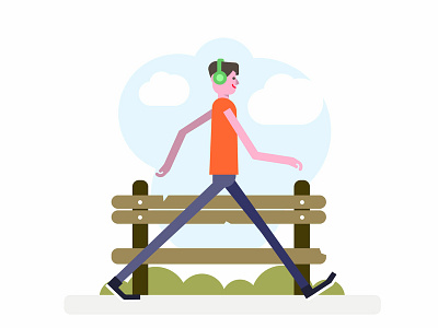 Awkwardly Tall Teenager bench boy guy headphones illustration man music park teenager walk walk cycle walkcycle young