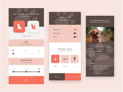 Pet Food Calculator | 004 004 animal calculator daily 100 challenge dailyui design pet petfood pets ui userexperience ux web webdesign