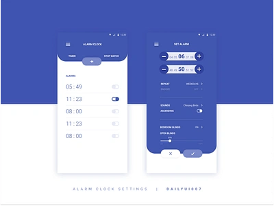 Alarm Clock Settings | 007 alarmclock app daily 100 challenge dailyui design settings timer ui userexperience ux web webdesign