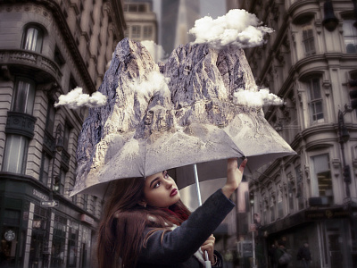 Head in the clouds. design head in the clouds photo composite surrealism surrealist photo composite umbrella