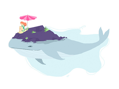 Whale and a girl. fantasy girl ocean rock sea sealife summer swim whale