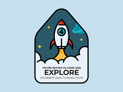 Rocket Birthday Invite illustration vector