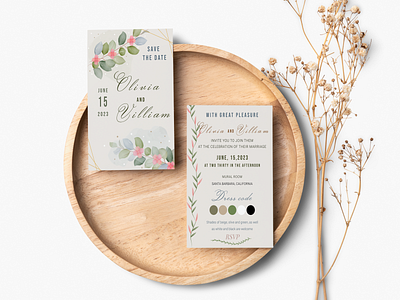 Watercolor wedding invitation in rustic style adobe illustrator create design flowers graphic design illustration nature plant rustik watercolor weddiing design wedding wedding invitation