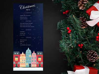 Christmas menu design adobe illustrator christmas christmas design christmas menu christmas night create deliciously design menu graphic design menu new year restaurant scandinavian houses vintage