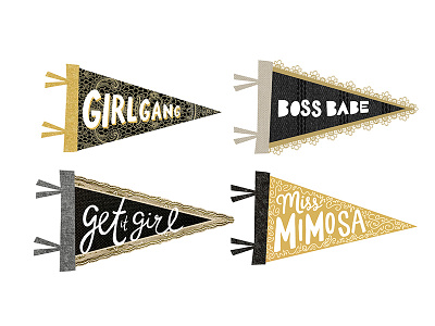Women Empowerment Pennants boss babe collage collage illustration digital collage get it girl girl gang hand drawn miss mimosa sayings women women empowerment