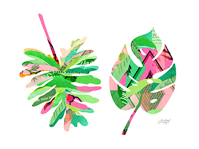Botanical Leaves botanical collage colorful digital collage leaf leaves lindseykay palm tropical vintage paper