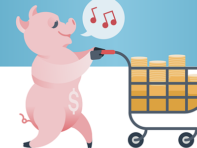 Piggy Bank blog ecommerce pig vector