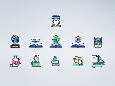 Icon set for "Alternative" web page adaptive design clean design education green icon landing landing page minimal page school training web