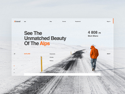 Xtravel clean design desktop exploded fullscreen interaction minimal pure site ui ux web