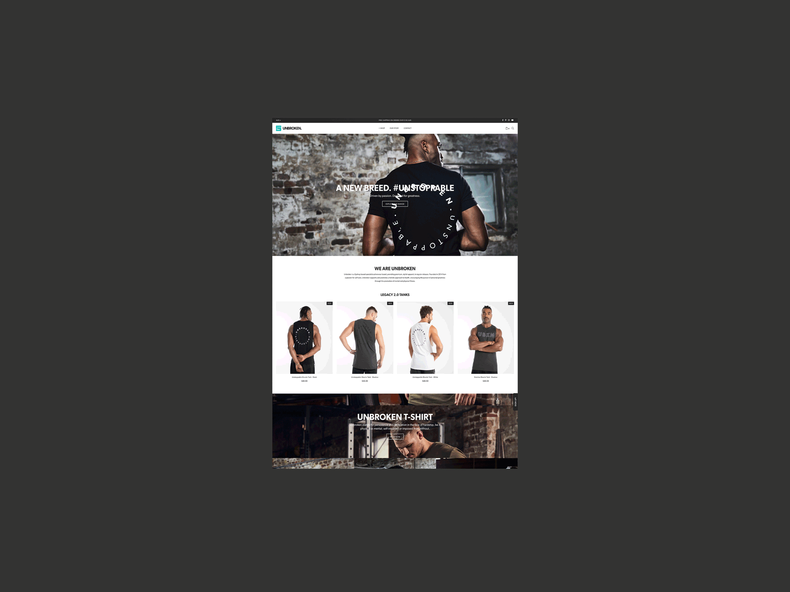 Unbroken Website activewear brand brand identity branding branding design design ecommerce gymwear sportswear unbroken visual identity website website design