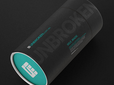 Unbroken Mailing Tube activewear brand brand identity branding branding design concept design gymwear mailing tube packaging product self made sport sports sports design sportswear strength teal unbroken visual identity