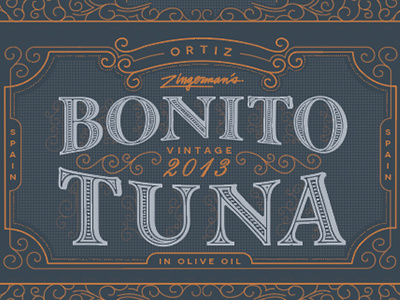 Ortiz Bonito Tuna packaging typography vintage