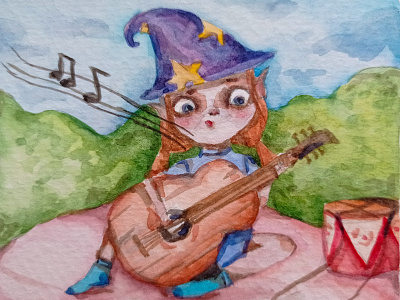 "The Music Witch" illustration акварель детские книги персонаж