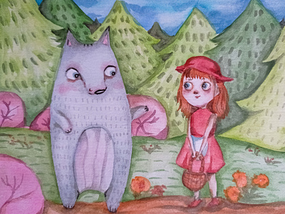 "Little Red Riding Hood" illustration акварель детские книги персонаж портрет акварель сказки
