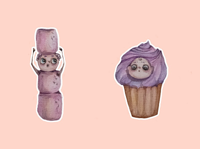 "Sweets" design illustration sweet watercolor yummy акварельная иллюстрация детские книги еда персонаж сладости