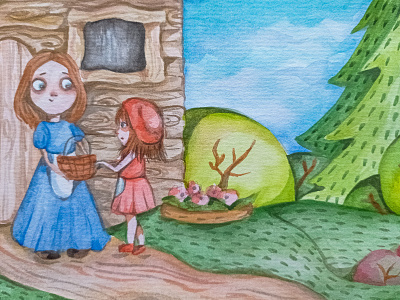 "Little Red Riding Hood" children book illustration watercolor watercolor illustration акварель детские книги персонаж
