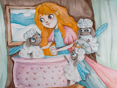 The Mistress and the Sheep charter children book design drawing illustration instagram painting watercolor watercolor illustration акварель детские книги персонаж