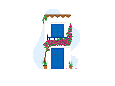 House Illustration_Santorini design house illustration landscape landscape design landscape illustration vector