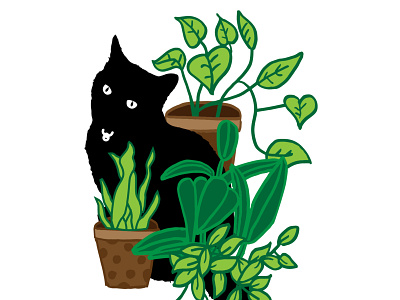 Meryl cat doodle illustration plants